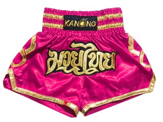 Kanong Muay Thai-Box Nadrág gyerekeknek : KNS-121-Sötét rózsaszín-K