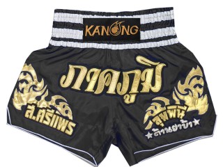 Személyre szabott Muay Thai rövidnadrág : KNSCUST-1249-Fekete