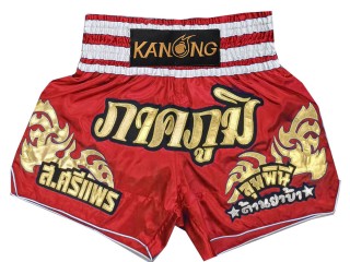 Személyre szabott Muay Thai rövidnadrág : KNSCUST-1249-Vörös